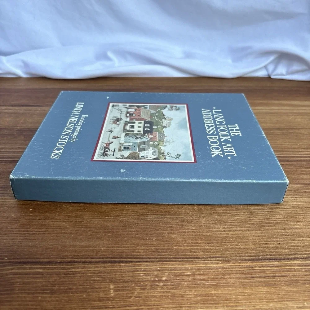 1988 LANG Folk Art‎ Address Book w/ Slipcase Signed Linda Nelson Stocks